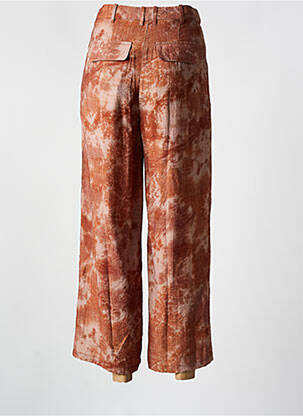 Pantalon droit fermeture zippée sous rabat boutonné marron SK femme