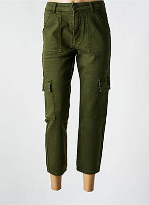Pantalon 7/8 fermeture zippée sous rabat boutonné vert NOISY MAY femme