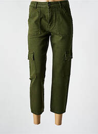 Pantalon 7/8 fermeture zippée sous rabat boutonné vert NOISY MAY femme
