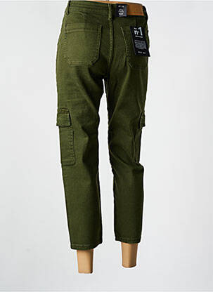 Pantalon 7/8 fermeture zippée sous rabat boutonné vert NOISY MAY femme