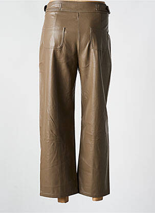 Pantalon droit fermeture zippée sous rabat boutonné marron SK femme