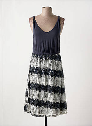 Robe mi-longue tissage crêpe sans manche gris CREAM femme