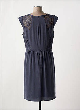 Robe mi-longue tissage crêpe manches courtes gris ICHI femme