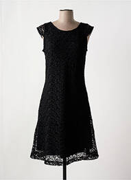 Robe mi-longue fermeture zippée au dos manches courtes noir STREET ONE femme