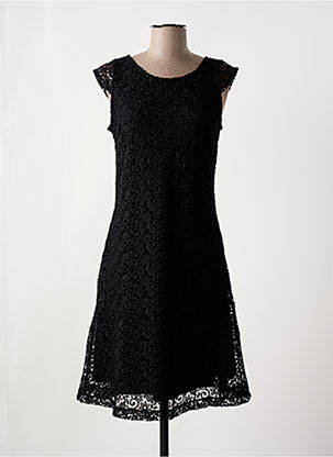 Robe mi-longue fermeture zippée au dos manches courtes noir STREET ONE femme