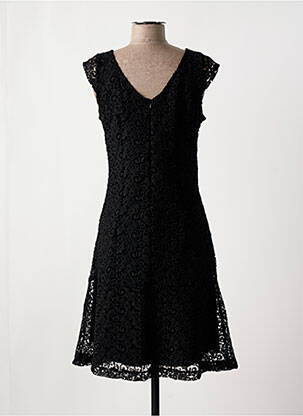 Robe mi-longue fermeture zippée au dos manches courtes noir STREET ONE femme