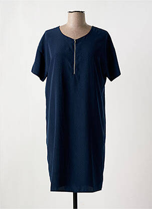 Robe mi-longue manches courtes manches courtes bleu ICHI femme
