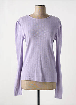 Pull col bateau manches longues violet ICHI femme