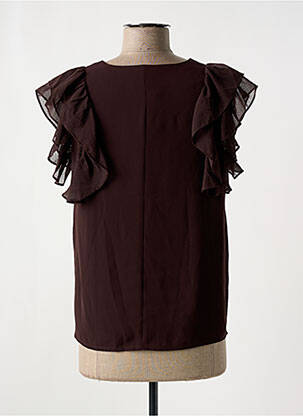 Top tissage crêpe manches courtes marron AWARE BY VERO MODA femme