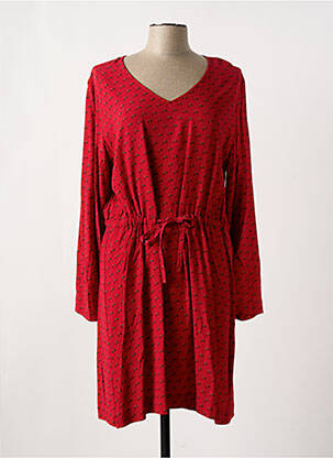 Robe mi-longue imprimé fantaisie manches longues rouge ZILCH femme