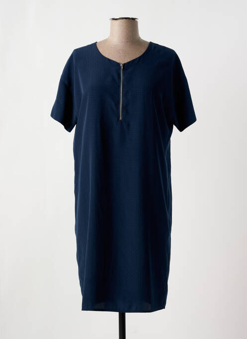 Robe mi-longue manches courtes manches courtes bleu ICHI femme