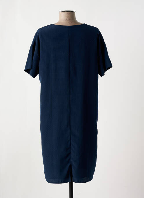 Robe mi-longue manches courtes manches courtes bleu ICHI femme
