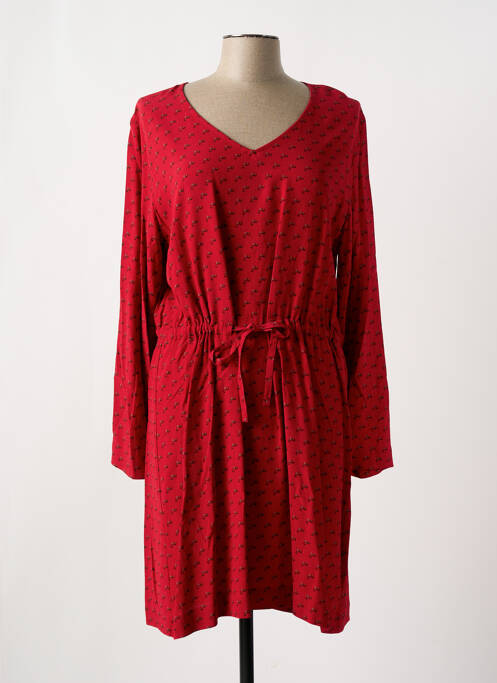 Robe mi-longue imprimé fantaisie manches longues rouge ZILCH femme