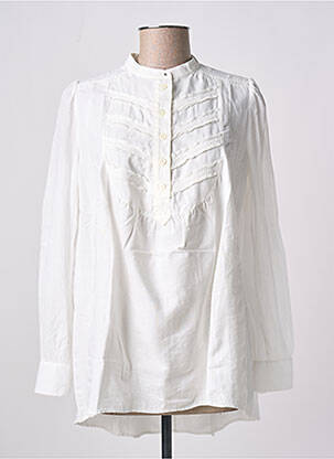 Blouse tissage popeline manches longues blanc HICH USE femme