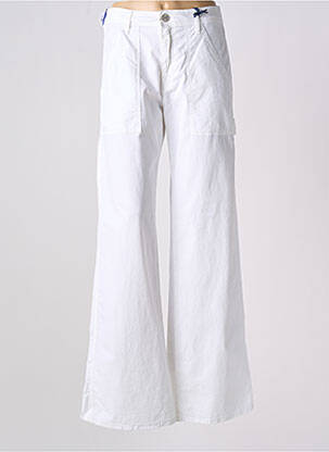 Pantalon droit fermeture zippée sous rabat boutonné blanc JACOB COHEN femme