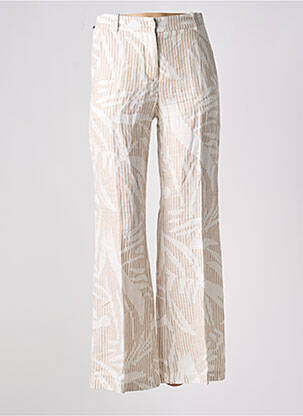 Pantalon droit fermeture zippée sous rabat boutonné beige ROSSO 35 femme