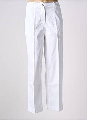 Pantalon droit fermeture zippée sous rabat boutonné blanc MAYJUNE femme