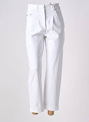 Pantalon 7/8 fermeture zippée sous rabat boutonné blanc MAX & MOI femme