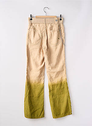 Pantalon droit fermeture zippée sous rabat boutonné beige HICH USE femme