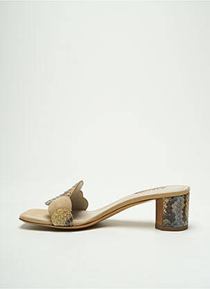 Mules/sabots tissage satiné talon de 4 à 6cm beige SARTORE femme