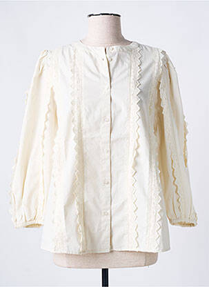 Chemisier coupe droite manches longues beige SOAKED femme