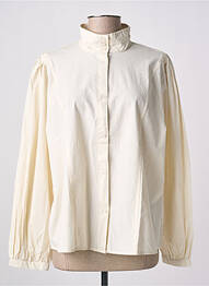Chemisier coupe droite manches longues beige SOAKED femme
