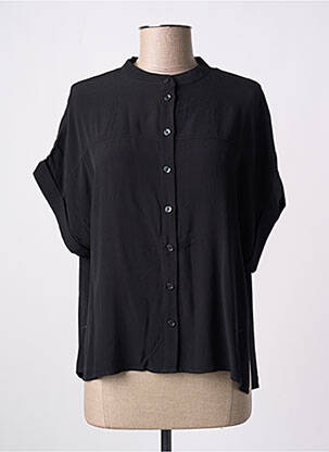 Chemisier tissage crêpe manches courtes noir SOAKED femme