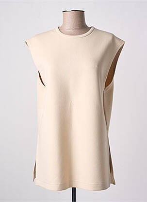 Débardeur coupe droite sans manche beige SOAKED femme
