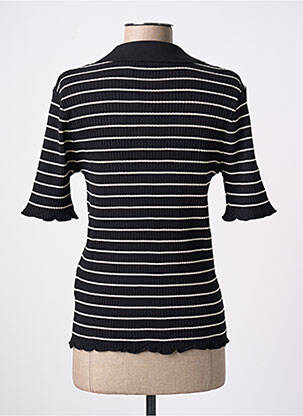 Polo imprimé rayures manches courtes noir SOAKED femme