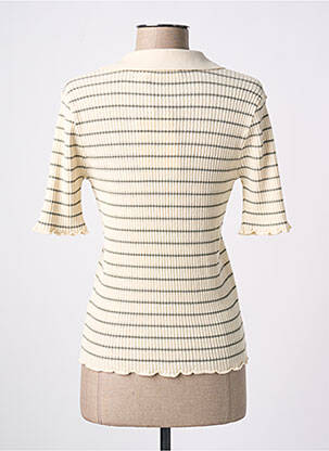 Polo imprimé rayures manches courtes beige SOAKED femme