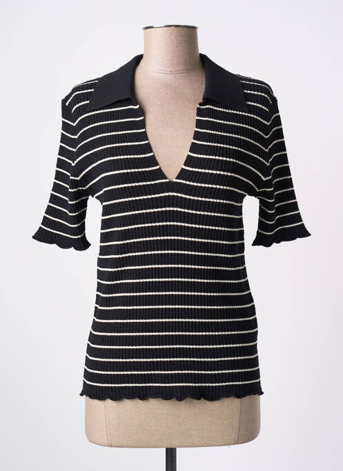 Polo imprimé rayures manches courtes noir SOAKED femme