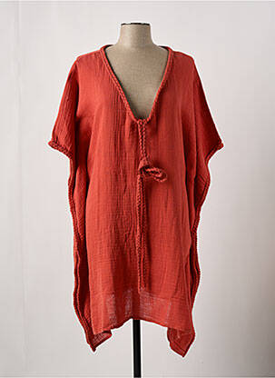 Robe mi-longue manches courtes manches courtes orange LINGADORE femme