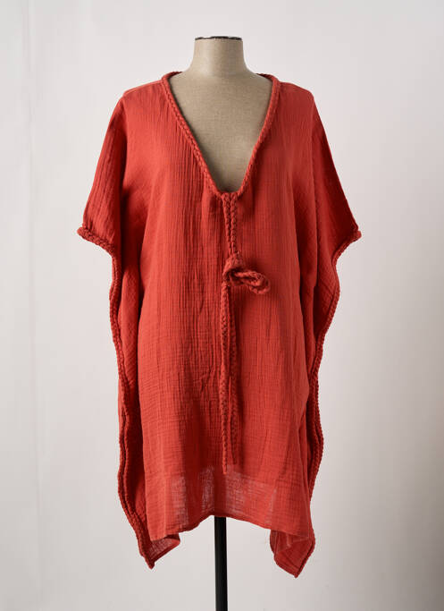 Robe mi-longue manches courtes manches courtes orange LINGADORE femme