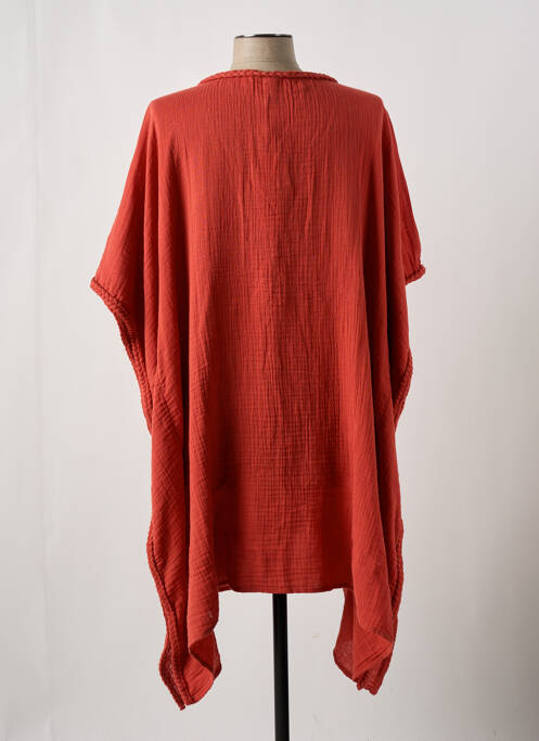 Robe mi-longue manches courtes manches courtes orange LINGADORE femme