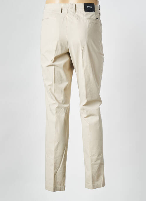 Pantalon slim tissage popeline taille haute beige HUGO BOSS homme