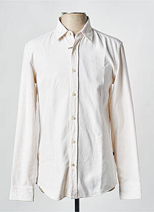 Chemise manches longues beige HUGO BOSS pour homme