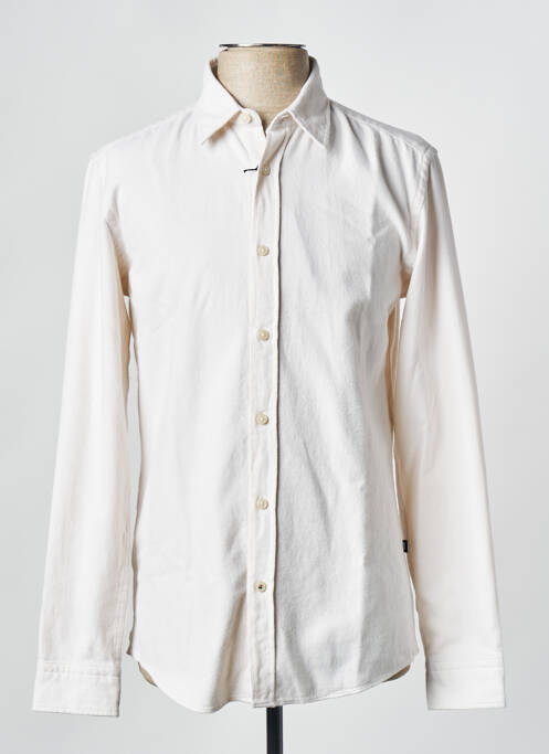 Chemise manches longues beige HUGO BOSS pour homme