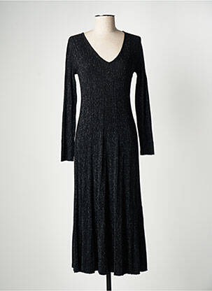 Robe longue coupe cintrée manches longues noir SURKANA femme