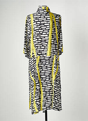 Robe mi-longue imprimé fantaisie manches longues jaune OZAI N KU femme