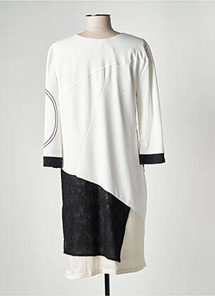 Robe mi-longue tissage crêpe manches longues blanc ELISA CAVALETTI femme