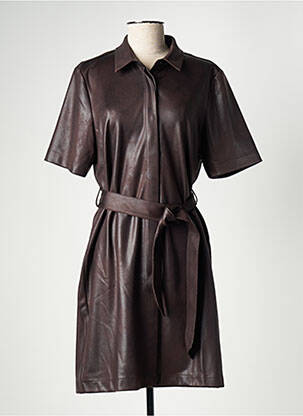 Robe mi-longue manches courtes manches courtes marron EVA KAYAN femme
