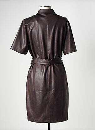 Robe mi-longue manches courtes manches courtes marron EVA KAYAN femme