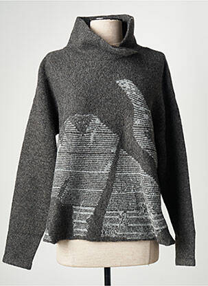 Pull col roulé tissage chiné manches longues gris NUZINA femme
