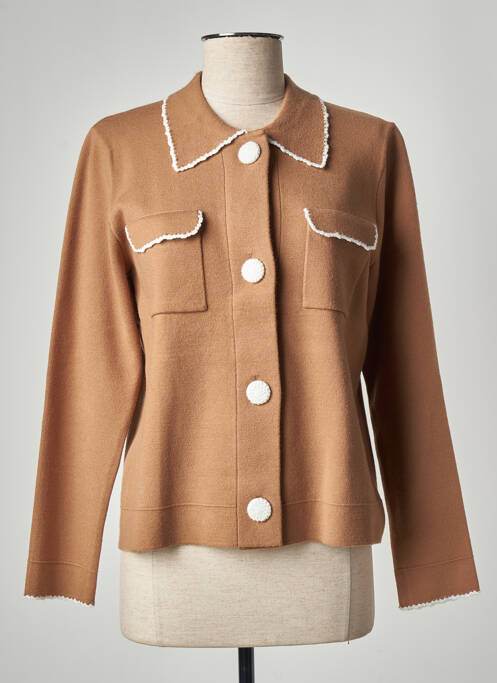Gilet manches longues marron LEO & UGO pour femme
