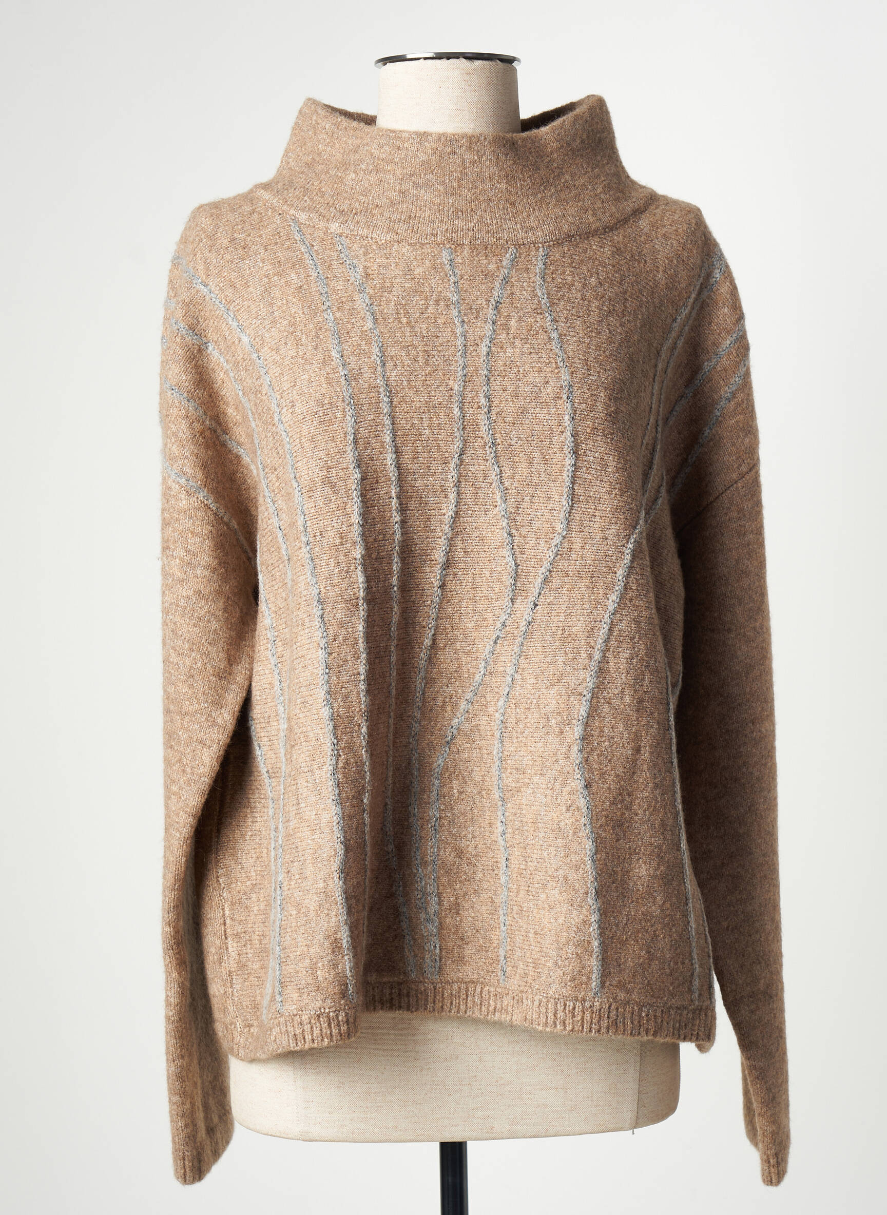 Rose Pull Col RoulÃ© Femme Laine Benetton Col Montant Pull Col