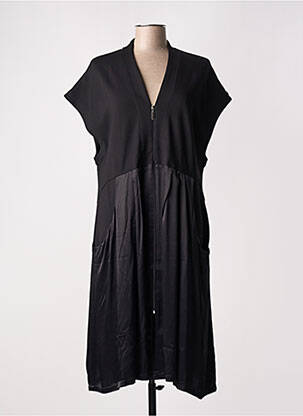 Robe mi-longue coupe fluide manches courtes noir KOKOMARINA femme