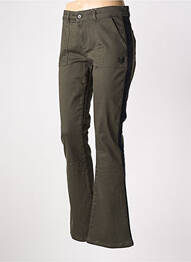 Pantalon droit fermeture zippée sous rabat boutonné vert HBT femme