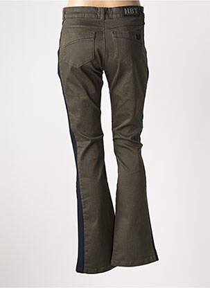 Pantalon droit fermeture zippée sous rabat boutonné vert HBT femme