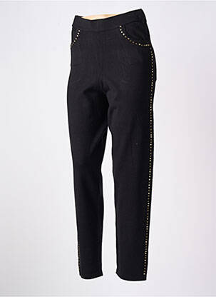 Pantalon slim taille élastique noir LEO & UGO femme