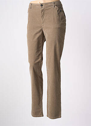 Pantalon droit fermeture zippée sous rabat boutonné beige EVA KAYAN femme